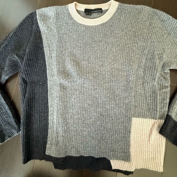 360 Sweater Striped Cashmere Sweater - Gray, Brown, and Black - Picture 8 of 8